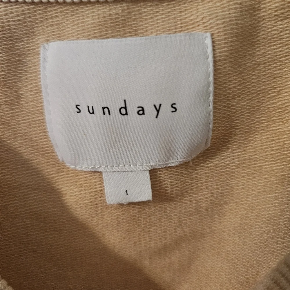 SUNDAYS Women's Jane Fringe Trimmed Sweatshirt Ivory Smoke Sz 1